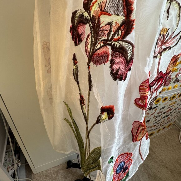 YOOX WHITE FLOWY BUTTON UP FLORAL MINI DRESS - Picture 11 of 16